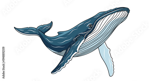 Majestic blue whale, the largest animal on Earth, gracefully swimming through vast ocean depths, symbolizing immense power and serene aquatic life.