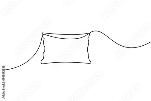 Pillow one line drawing simple minimalist home bedding outline vector illustration