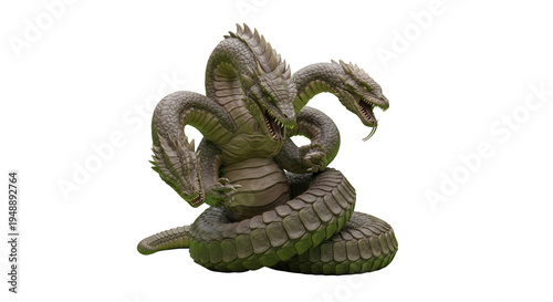 Dragon Three Headed Fantasy Reptile Mythical Creature Illustration