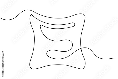 Pillow one line drawing simple minimalist home bedding outline vector illustration