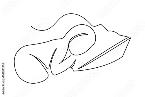 Pillow one line drawing simple minimalist home bedding outline vector illustration