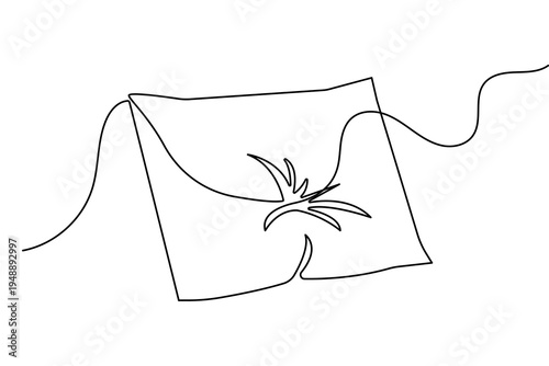 Pillow one line drawing simple minimalist home bedding outline vector illustration