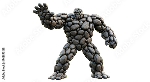 Stone Monster Powerful Rock Creature in Dark Background