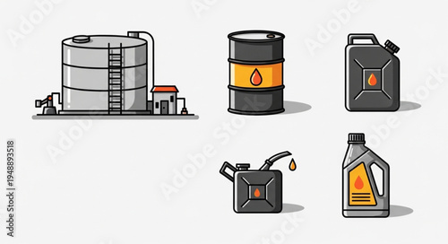 Illustrations of Oil Storage and Containers for Various Applications.