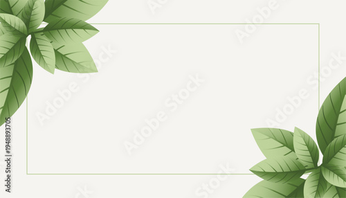 botany-inspired green leaves frame background with blank space