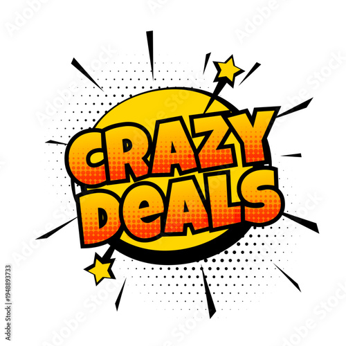 pop art crazy sale background in white and yellow color