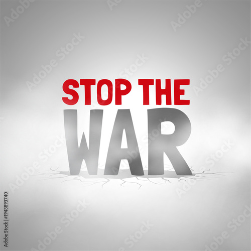 stop the war peace message on cracked surface grey background