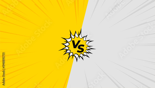 yellow and white duel competition versus vs banner in comic style