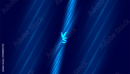 trendy versus vs screen blue banner with glowing light effect
