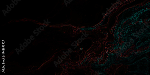 Vector Abstract Dark Flowing Forms of red and teal colors with dynamic motion and deep contrast, captivating and mysterious artistic scene, evocative and emotive and rich visual.