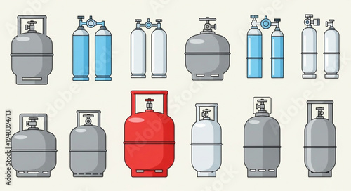 Variety of Gas Cylinders - Industrial and Domestic Use.