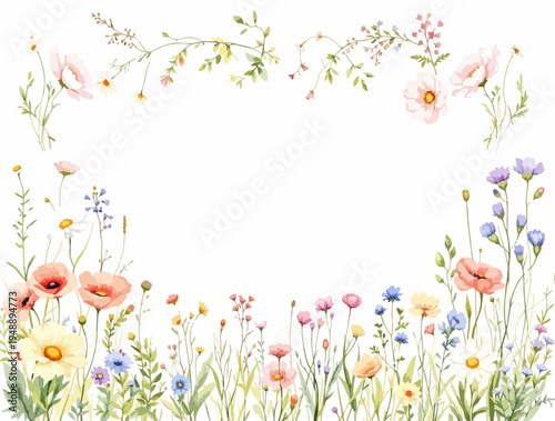 Soft feminine pattern with blooming flowers arranged in neat decorative rows