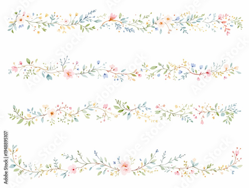 Simple yet elegant flower arrangements forming stylish horizontal decorative elements