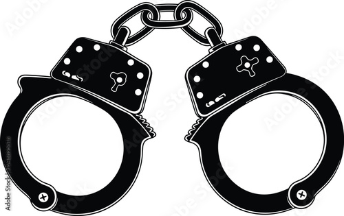 Handcuffs police restraint symbol law enforcement arrest security crime justice metal cuffs vector illustration isolated