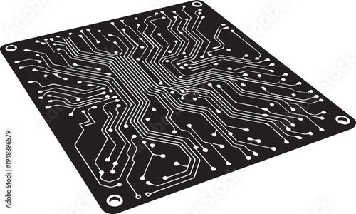Vector circuit board illustration, electronic component design element