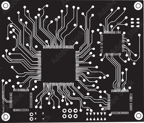 Vector illustration of a black electronic circuit board