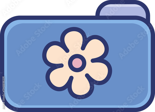 Blue aesthetic folder icon with cute cream flower