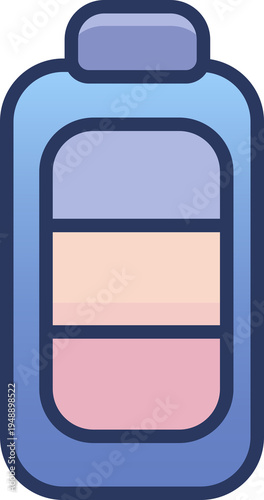 Aesthetic blue battery icon with pastel color level indicator