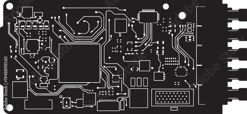 Vector illustration of a black electronic circuit board