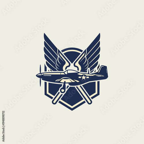 Military Airforce Emblem Logo with Fighter Jet