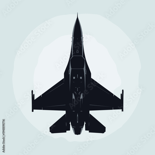 Modern Supersonic Fighter Jet Silhouette Top View