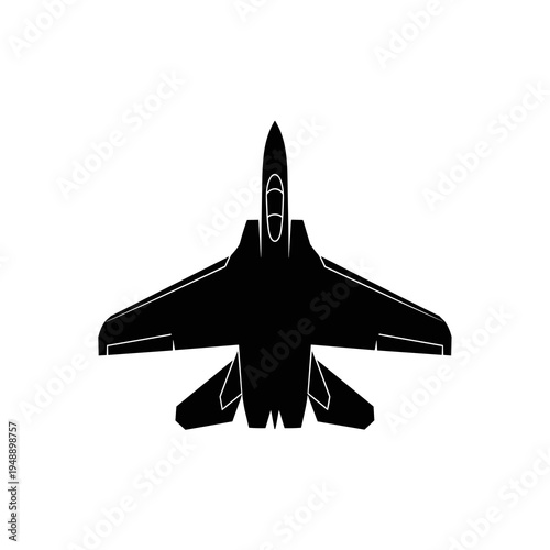Modern Twin Engine Fighter Jet Silhouette Icon