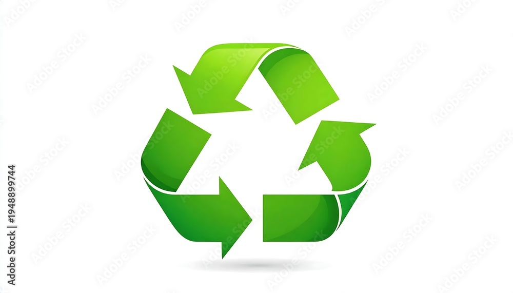 Obraz premium A green recycling symbol with three curved arrows