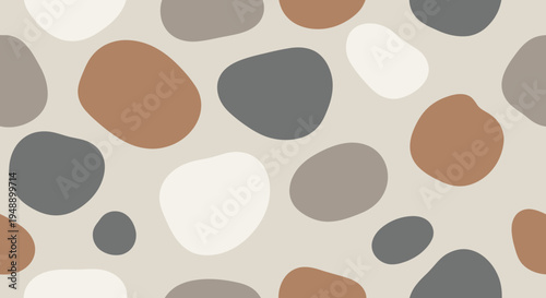 Abstract Organic Stone Shapes Pattern, Neutral Colors, Modern Geometric Art
