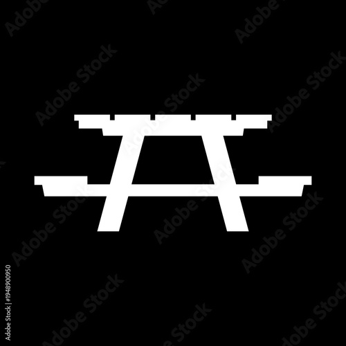 Picnic Table icon isolated on black background