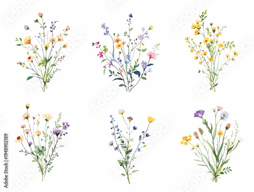 Elegant Hand Painted Flower Garlands Featuring Blush Peonies and Tiny Meadow Blossoms