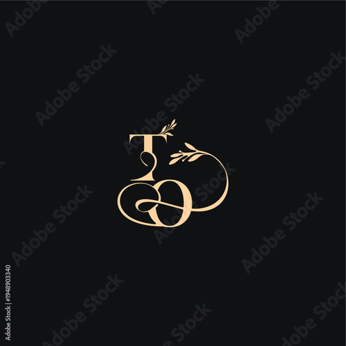 monogram elegant concept luxury feel with wavy line TQ organic leaves wedding logo letter