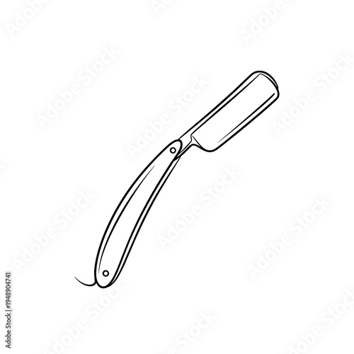 Continuous Outline of Folding Straight Razor