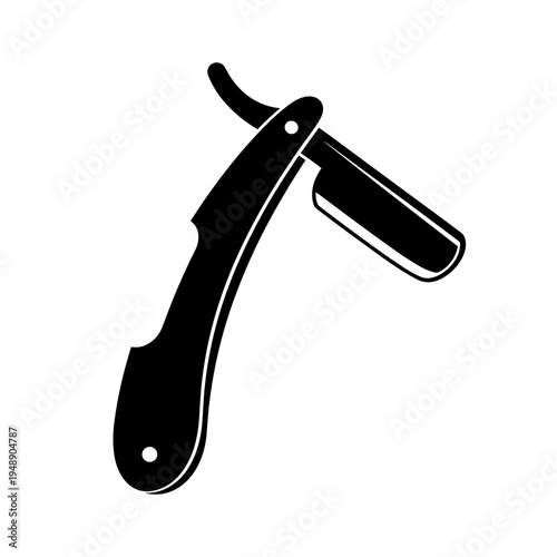 Stylized Black Folding Straight Razor