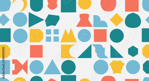 Abstract Geometric Shapes Pattern - Flat Design, Modern Background