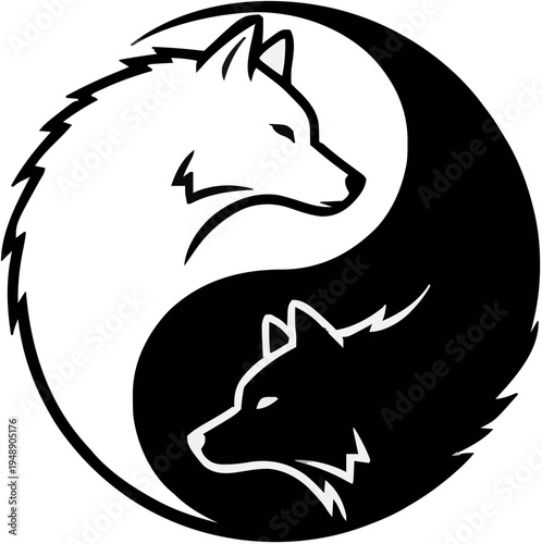 Yin Yang Wolf Silhouette – Flat Vector Plotter Cut File