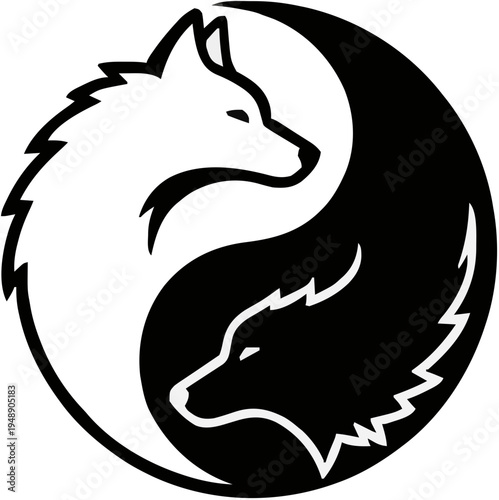 Yin Yang Wolf Silhouette – Flat Vector Plotter Cut File