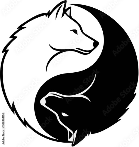 Yin Yang Wolf Silhouette – Flat Vector Plotter Cut File