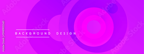 Abstract vibrant pink purple circles create dynamic background. Text reads background design. Modern, minimalist aesthetic.