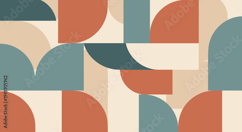 Abstract Geometric Pattern: Retro Mid-Century Modern Design, Seamless Background