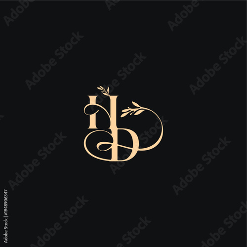 organic leaves wedding logo monogram elegant concept letter luxury feel with wavy line HD