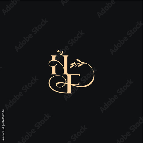 Slika na platnu organic leaves wedding logo monogram elegant concept letter luxury feel with wav
