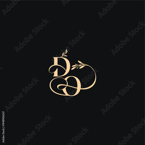 organic leaves wedding logo DO luxury feel with wavy line monogram elegant concept letter