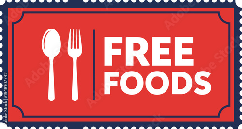 Free foods coupon ticket template with spoon and fork icon stylish restaurant promotional voucher banner vector design
