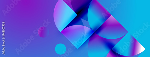 Abstract shapes blend vibrant blues, purples. Gradient colors create dynamic visual effect. Smooth transitions suggest movement, depth.