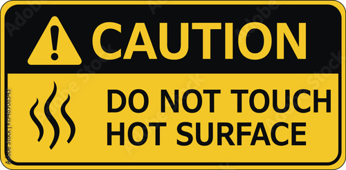 Caution do not touch hot surface warning sign with heat waves symbol vector illustration for industrial safety hazard