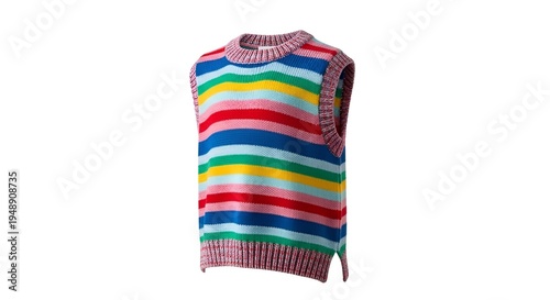 Colorful striped knitwear fashion clothing vest.