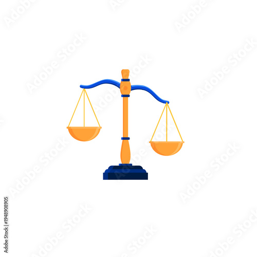 Flat Design Justice Scales Icon Vector. Symbol of Law, Balance, and Equality.