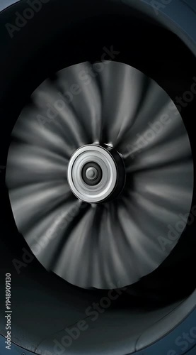 Extreme Close Up Slow Motion Jet Turbine Blades Spinning With RPM Motion Blur