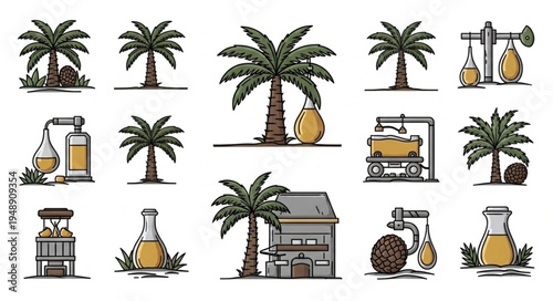 Palm Oil Production - A Collection of Illustrated Concepts and Processes.