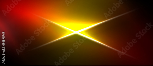 Bright starburst radiates from center. Colors blendred, orange, yellowagainst dark background. Intense light creates dramatic effect.
